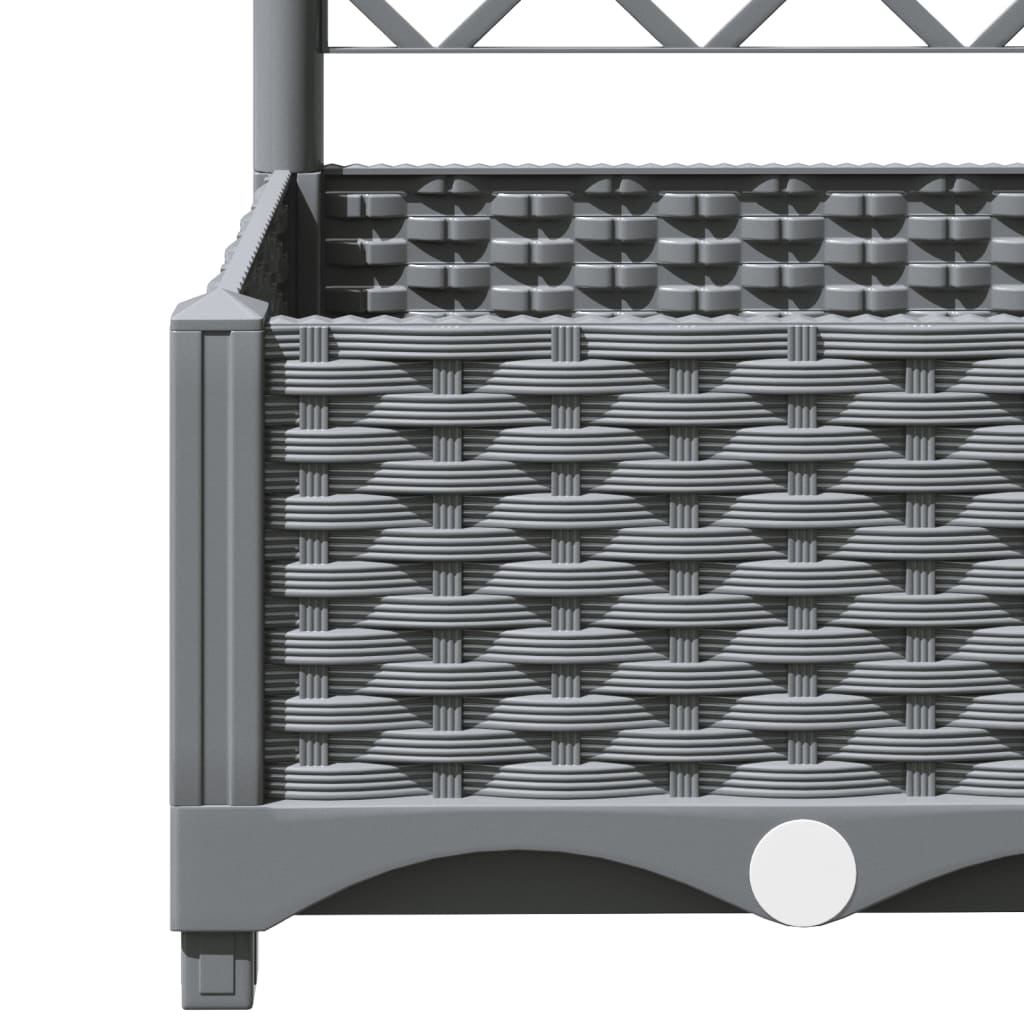 vidaXL Planter with Trellis, PP, 120x120x121.5 cm, Light Grey - Image 11 of 16