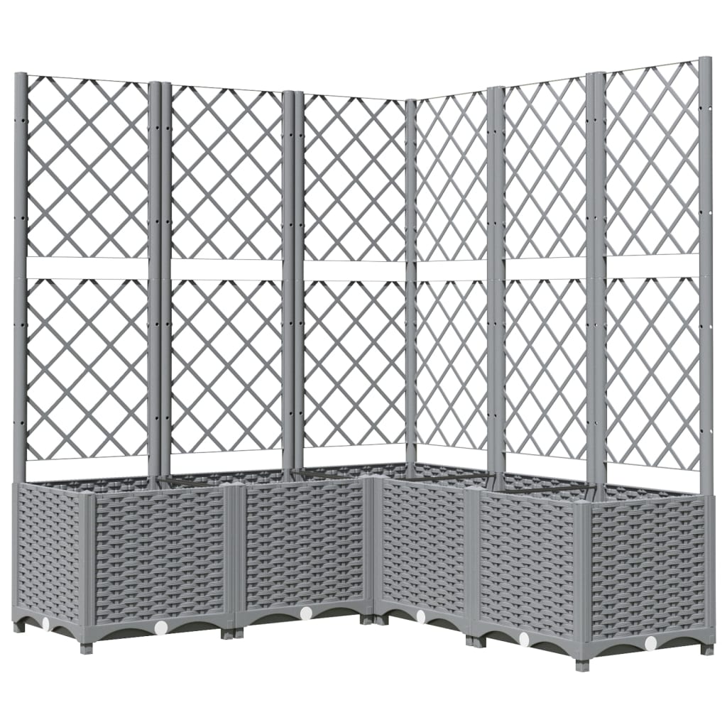 vidaXL Garden Planter with Trellis, PP, 120x40x136cm, Light Grey - Image 4 of 15