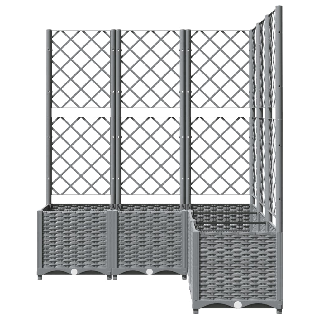 vidaXL Garden Planter with Trellis, PP, 120x40x136cm, Light Grey - Image 5 of 15
