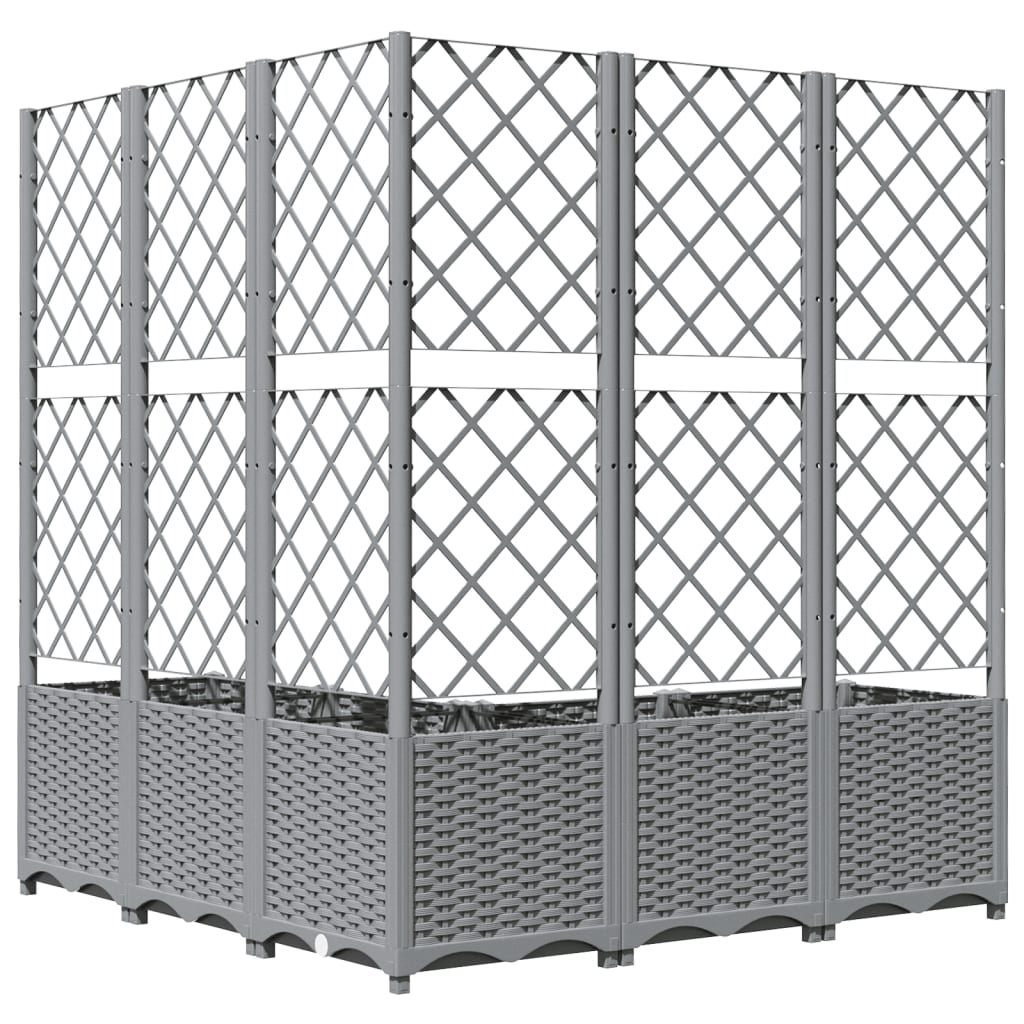 vidaXL Garden Planter with Trellis, PP, 120x40x136cm, Light Grey - Image 7 of 15