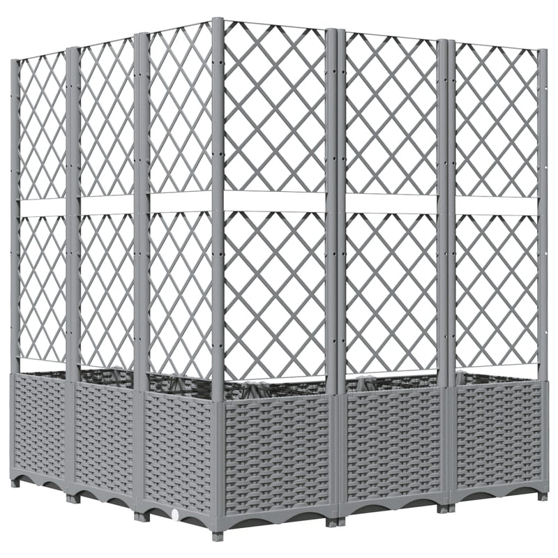 vidaXL Garden Planter with Trellis, PP, 120x40x136cm, Light Grey - Image 7 of 15
