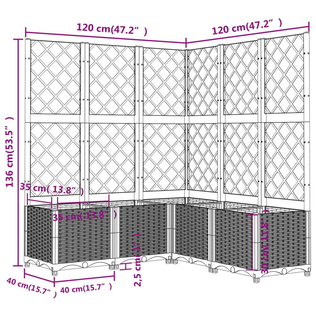 vidaXL Garden Planter with Trellis, PP, 120x40x136cm, Light Grey - Image 15 of 15