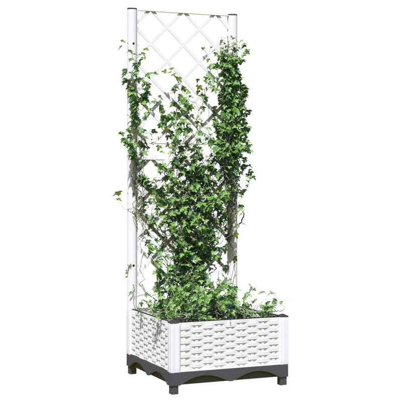 Fioriera da Giardino con Graticcio in PP 40×40×121,5 cm Bianco - Image 7 of 8