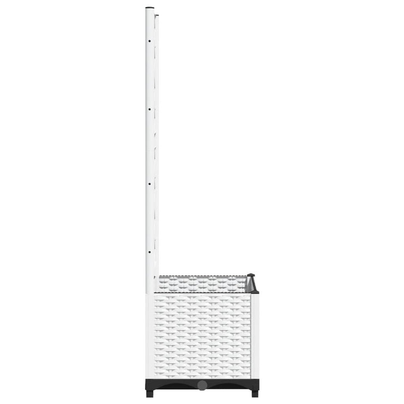 vidaXL Garden Planter with Trellis, PP, 40x40x136 cm, White - Image 10 of 16