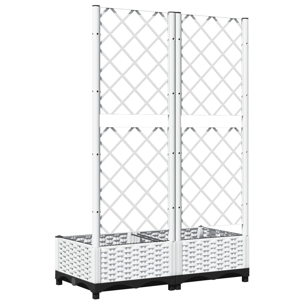 vidaXL Maceta de Jardín con Celosía en PP 80x40x136 cm, Blanco - Image 19 of 39