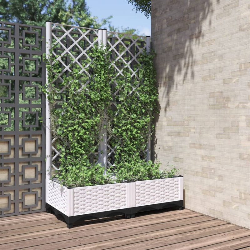 vidaXL Maceta de Jardín con Celosía en PP 80x40x136 cm, Blanco - Image 3 of 39