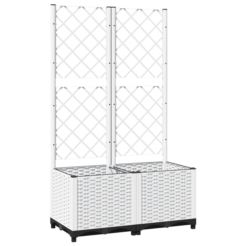 vidaXL Maceta de Jardín con Celosía en PP 80x40x136 cm, Blanco - Image 8 of 39