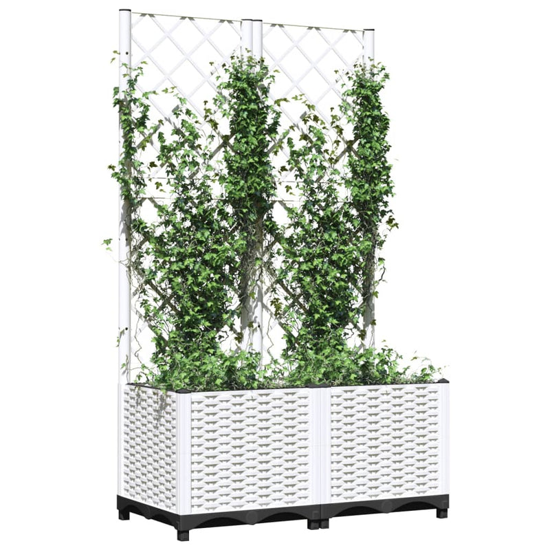 vidaXL Maceta de Jardín con Celosía en PP 80x40x136 cm, Blanco - Image 35 of 39
