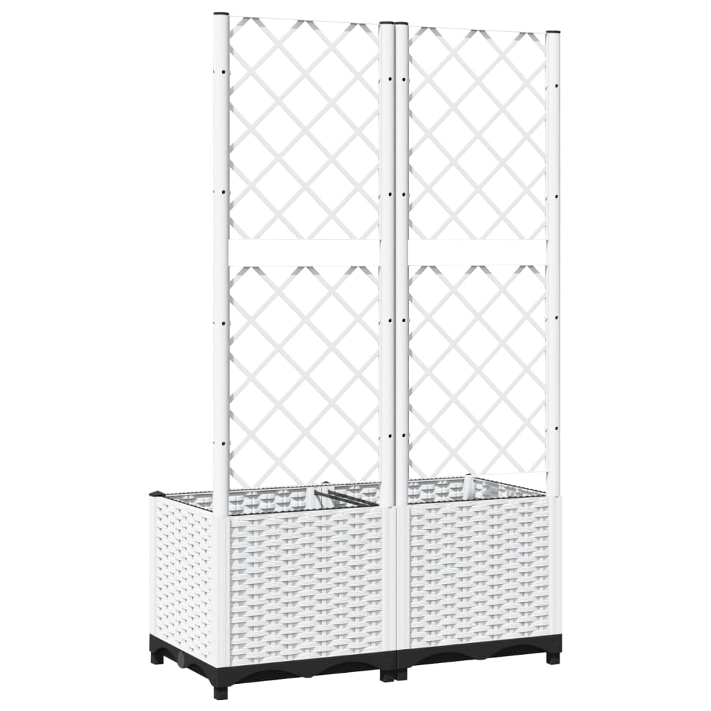 vidaXL Maceta de Jardín con Celosía en PP 80x40x136 cm, Blanco - Image 20 of 39