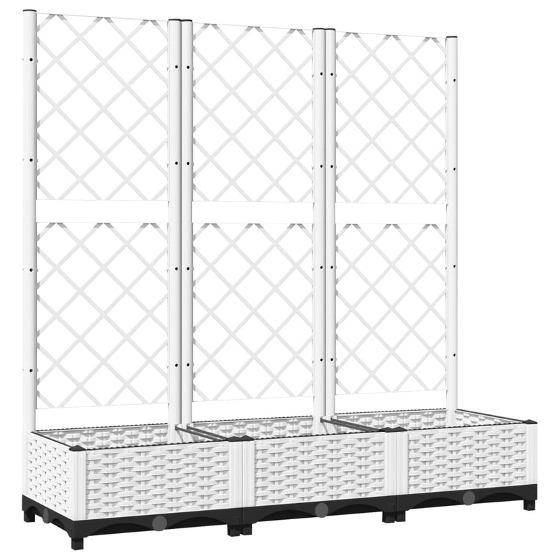 vidaXL Garden Planter with Trellis, PP, 120x40x121.5 cm, White - Image 2 of 7