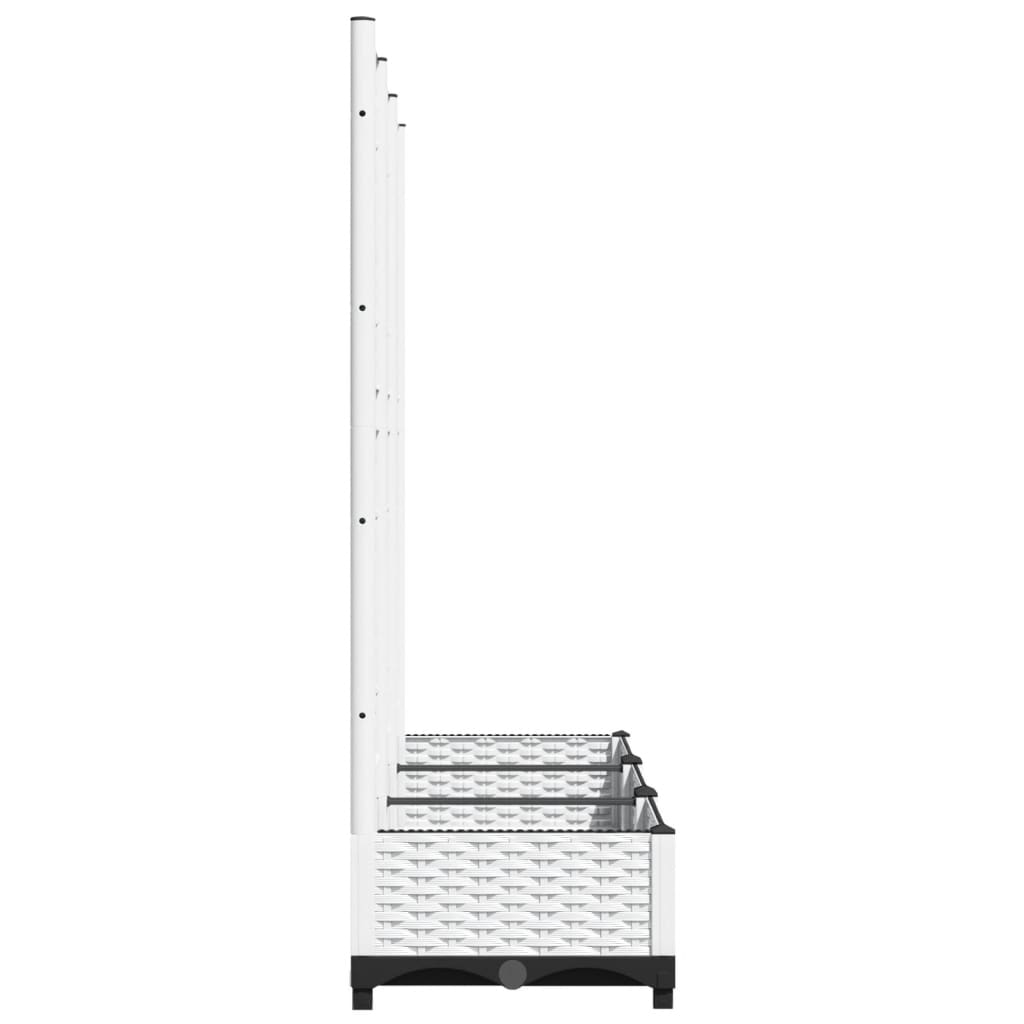 vidaXL Garden Planter with Trellis, PP, 120x40x121.5 cm, White - Image 4 of 7