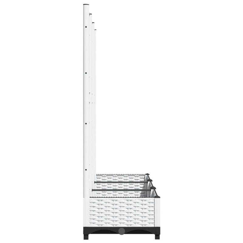 vidaXL Garden Planter with Trellis, PP, 120x40x121.5 cm, White - Image 4 of 7