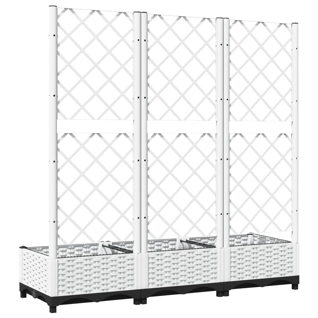 vidaXL Garden Planter with Trellis, PP, 120x40x121.5 cm, White - Image 5 of 7