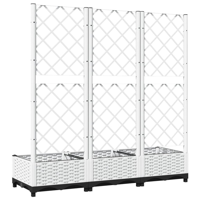 vidaXL Garden Planter with Trellis, PP, 120x40x121.5 cm, White - Image 5 of 7