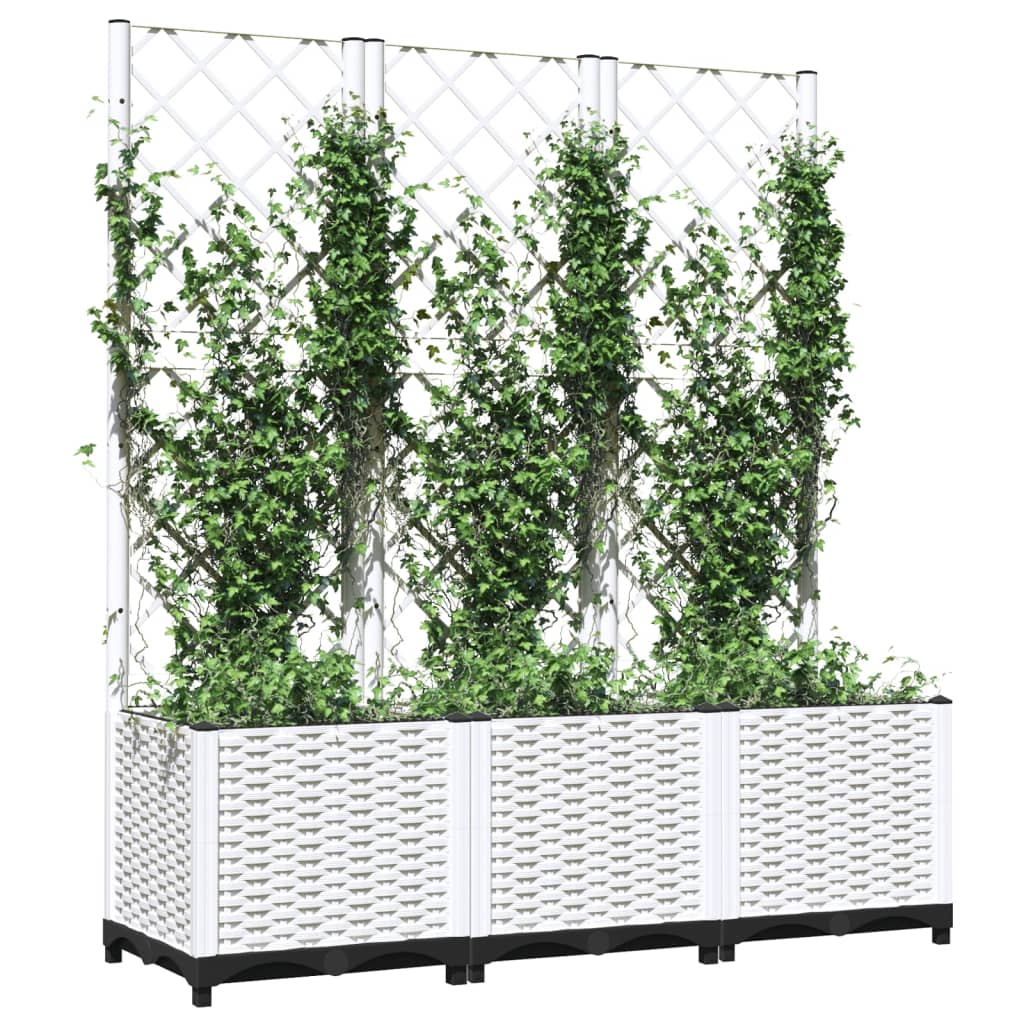 vidaXL Maceta de Jardín con Celosía en PP 80x40x136 cm, Blanco - Image 12 of 39
