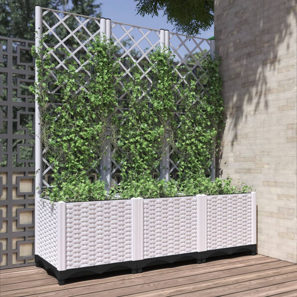 vidaXL Maceta de Jardín con Celosía en PP 80x40x136 cm, Blanco - Image 4 of 39
