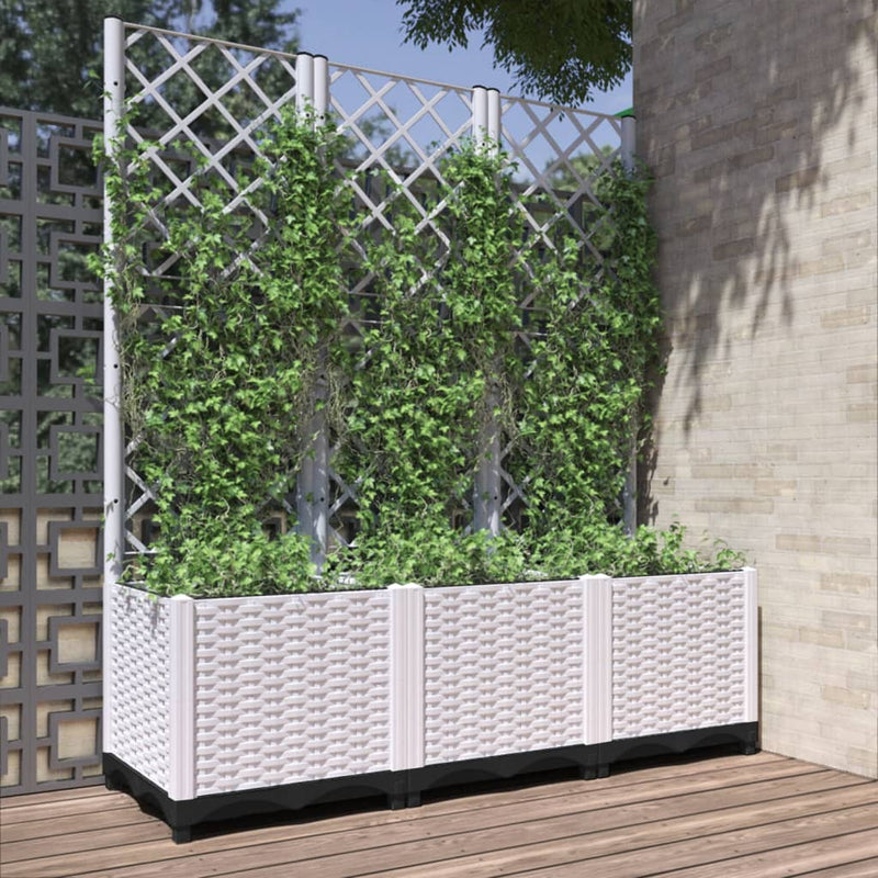 vidaXL Jardinera con Celosía de PP 120x40x136 cm Blanca - Image 3 of 23
