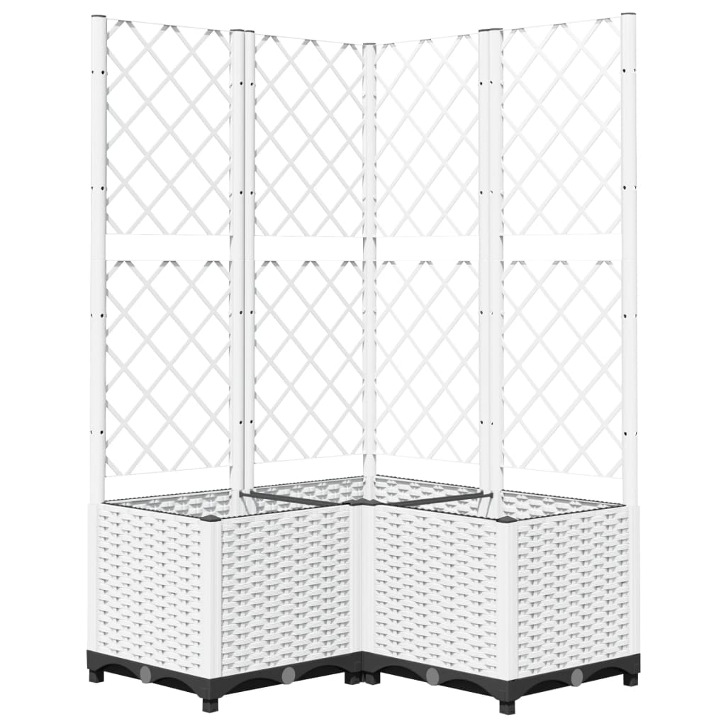 vidaXL Garden Planter with Trellis, PP, 40x40x136 cm, White - Image 3 of 16