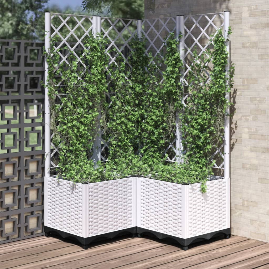 vidaXL Maceta de Jardín con Celosía en PP 80x40x136 cm, Blanco - Image 5 of 39