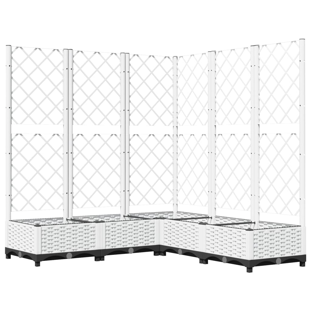vidaXL Jardinera con Celosía de PP 120x40x136 cm Blanca - Image 4 of 23