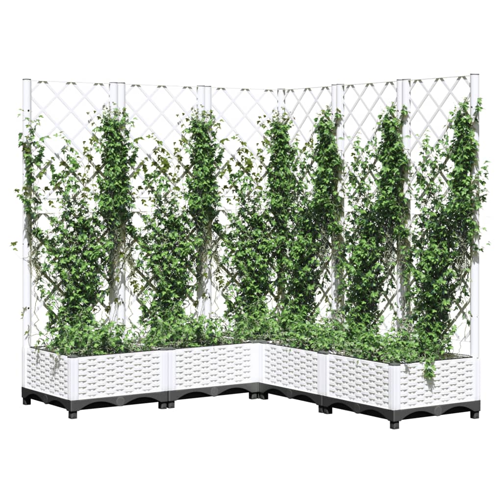 vidaXL Jardinera con Celosía de PP 120x40x136 cm Blanca - Image 20 of 23