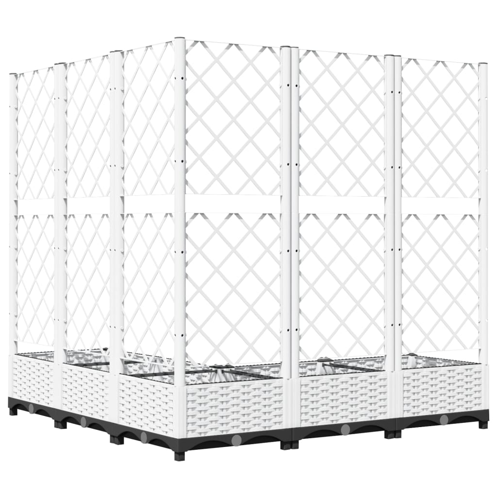 vidaXL Jardinera con Celosía de PP 120x40x136 cm Blanca - Image 11 of 23
