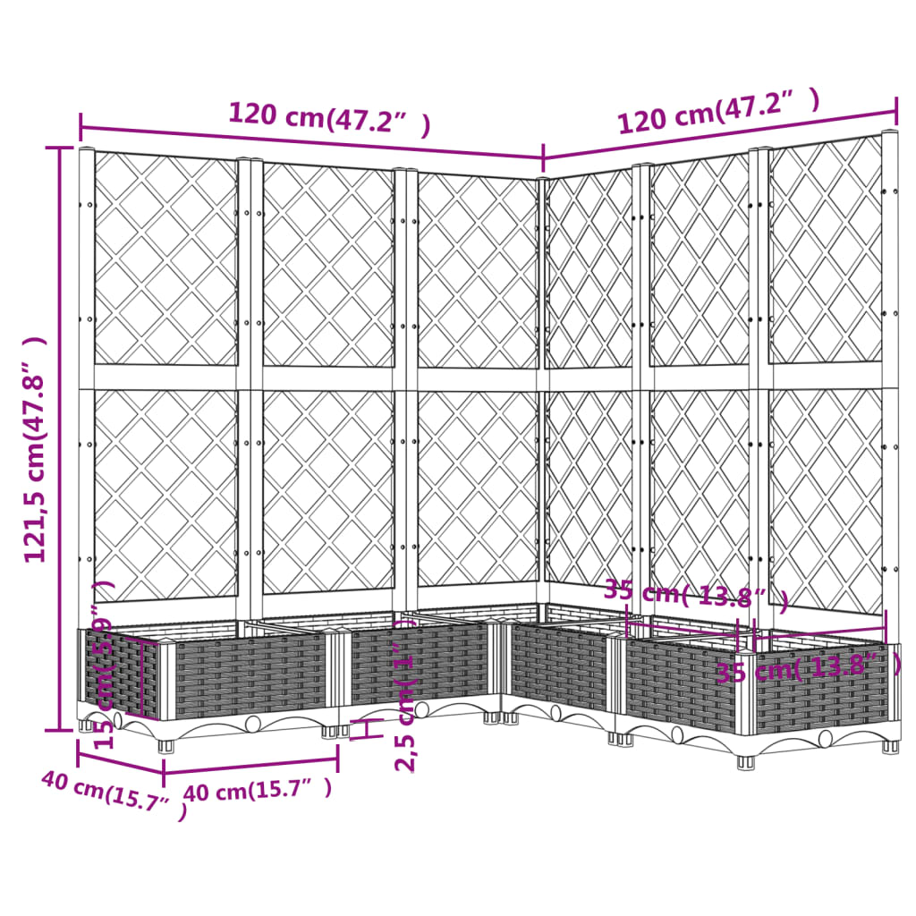 Fioriera da Giardino con Graticcio Bianco 80x40x121,5 cm PP - immagine 15 | SolPatio - Image 15 of 16