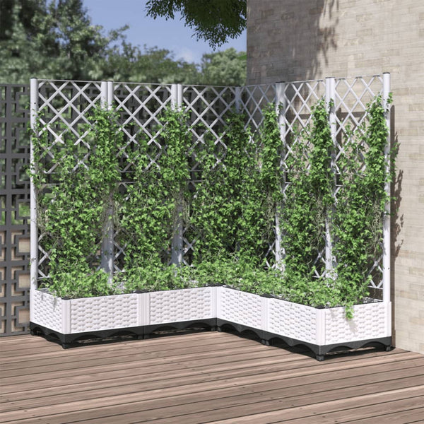 Fioriera da Giardino con Graticcio PP 120x40x136 cm Bianco - immagine 2 | SolPatio