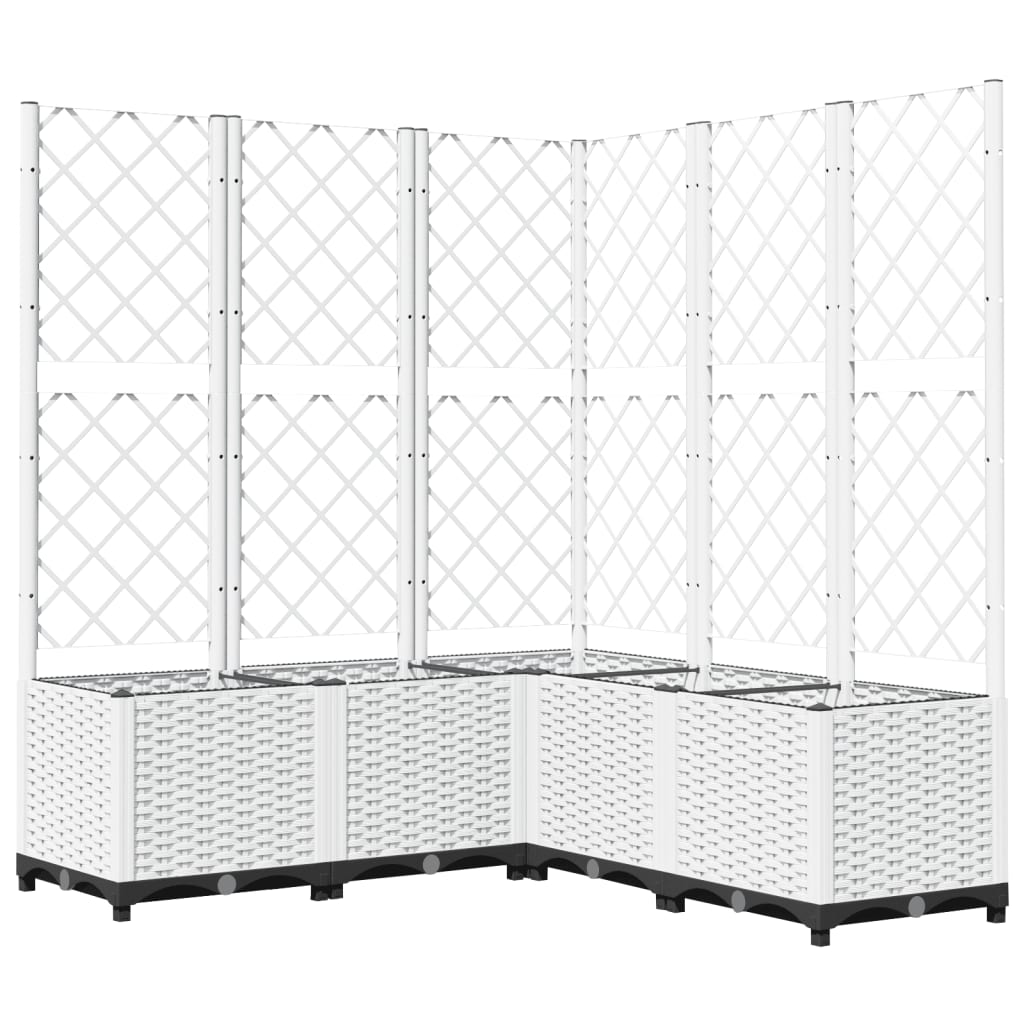 vidaXL Jardinera con Celosía de PP 120x40x136 cm Blanca - Image 6 of 23