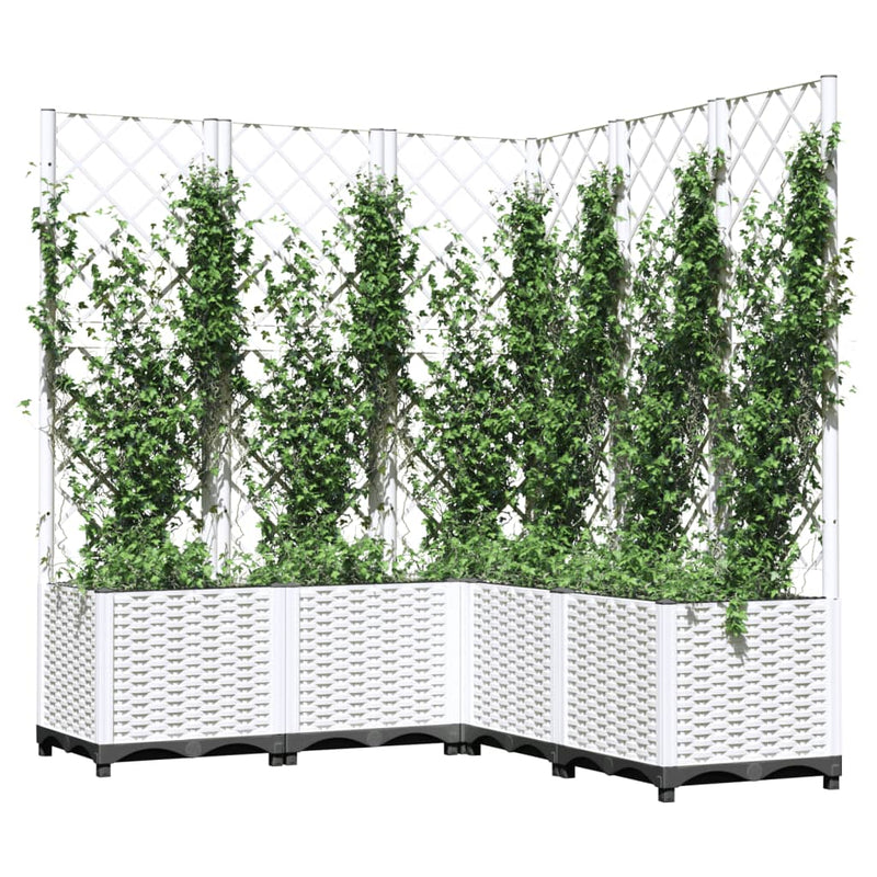 vidaXL Jardinera con Celosía de PP 120x40x136 cm Blanca - Image 21 of 23