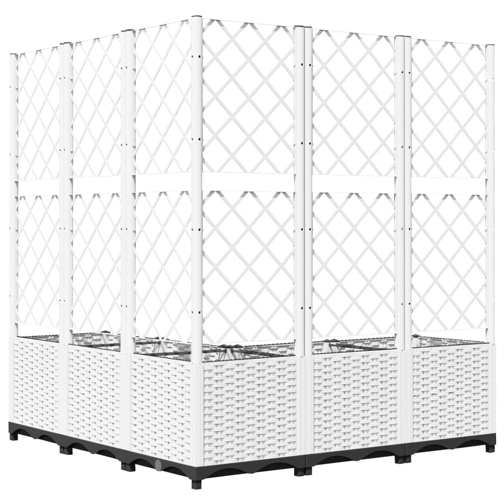 vidaXL Jardinera con Celosía de PP 120x40x136 cm Blanca - Image 10 of 23