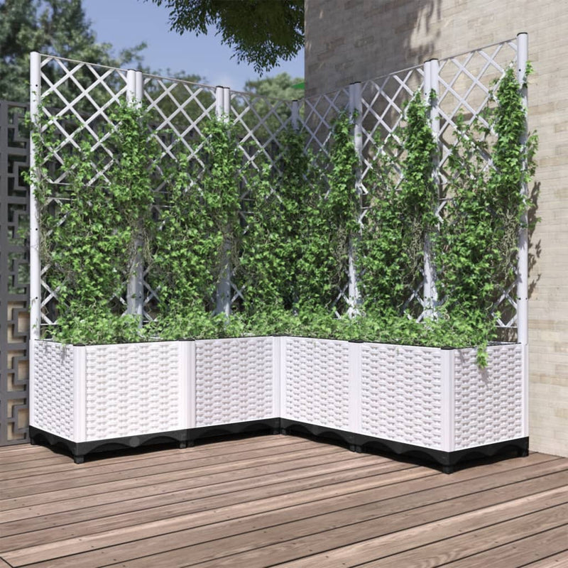 vidaXL Jardinera con Celosía de PP 120x40x136 cm Blanca - Image 1 of 23