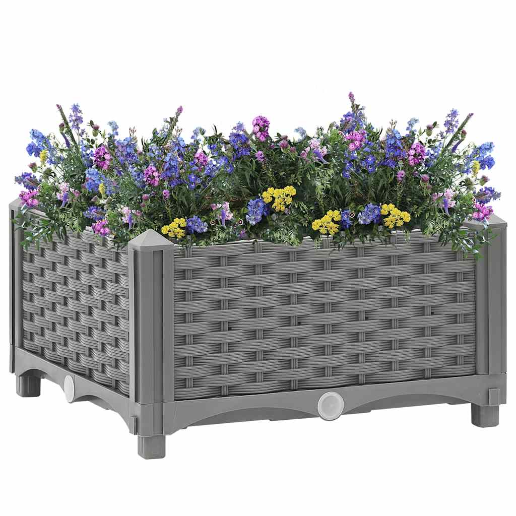 vidaXL Raised Planter, Polypropylene, 40x40x23 cm, Light Grey - Image 1 of 33