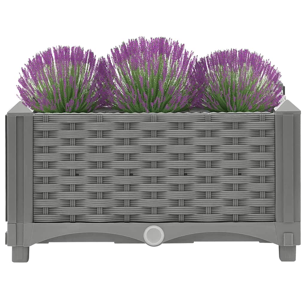 vidaXL Raised Planter, Polypropylene, 40x40x23 cm, Light Grey - Image 9 of 33