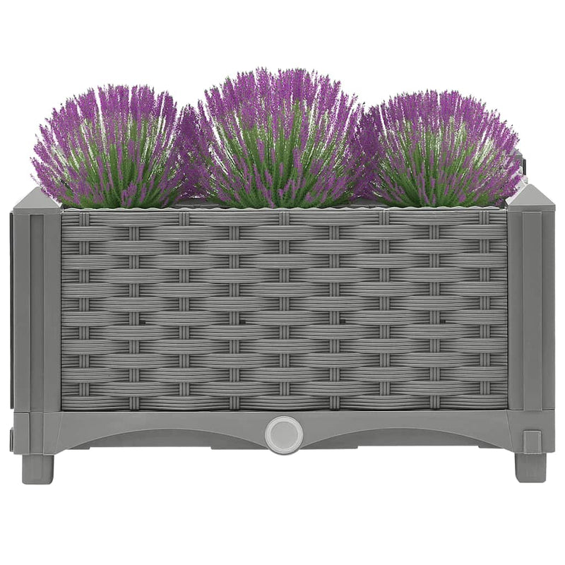 vidaXL Raised Planter, Polypropylene, 40x40x23 cm, Light Grey - Image 9 of 33
