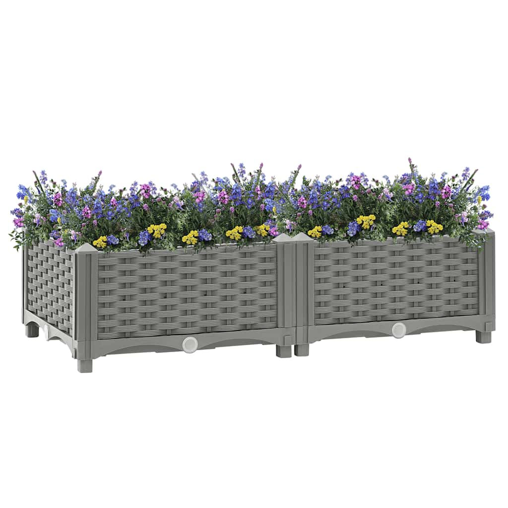 vidaXL Raised Planter, Polypropylene, 80x40x23 cm, Light Gray - Image 1 of 33