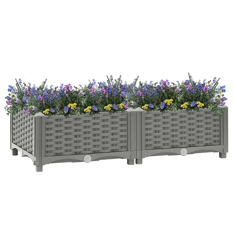 vidaXL Raised Planter, Polypropylene, 80x40x23 cm, Light Gray - Image 1 of 33