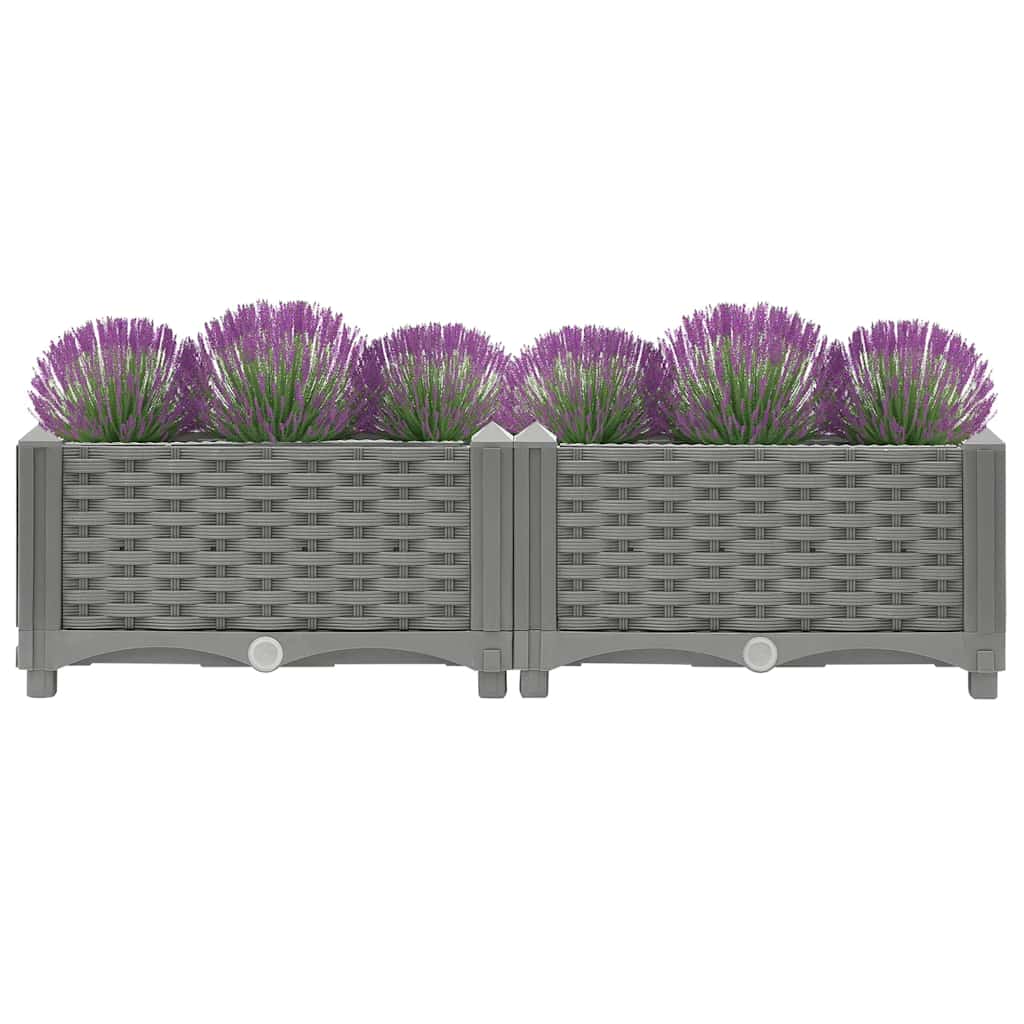 vidaXL Raised Planter, Polypropylene, 80x40x23 cm, Light Gray - Image 9 of 33