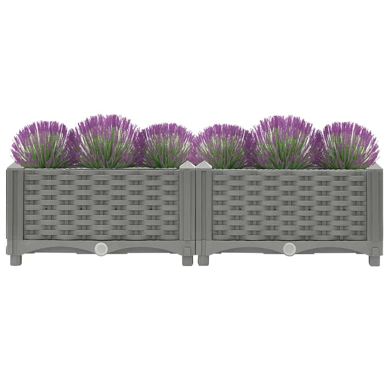 vidaXL Raised Planter, Polypropylene, 80x40x23 cm, Light Gray - Image 9 of 33