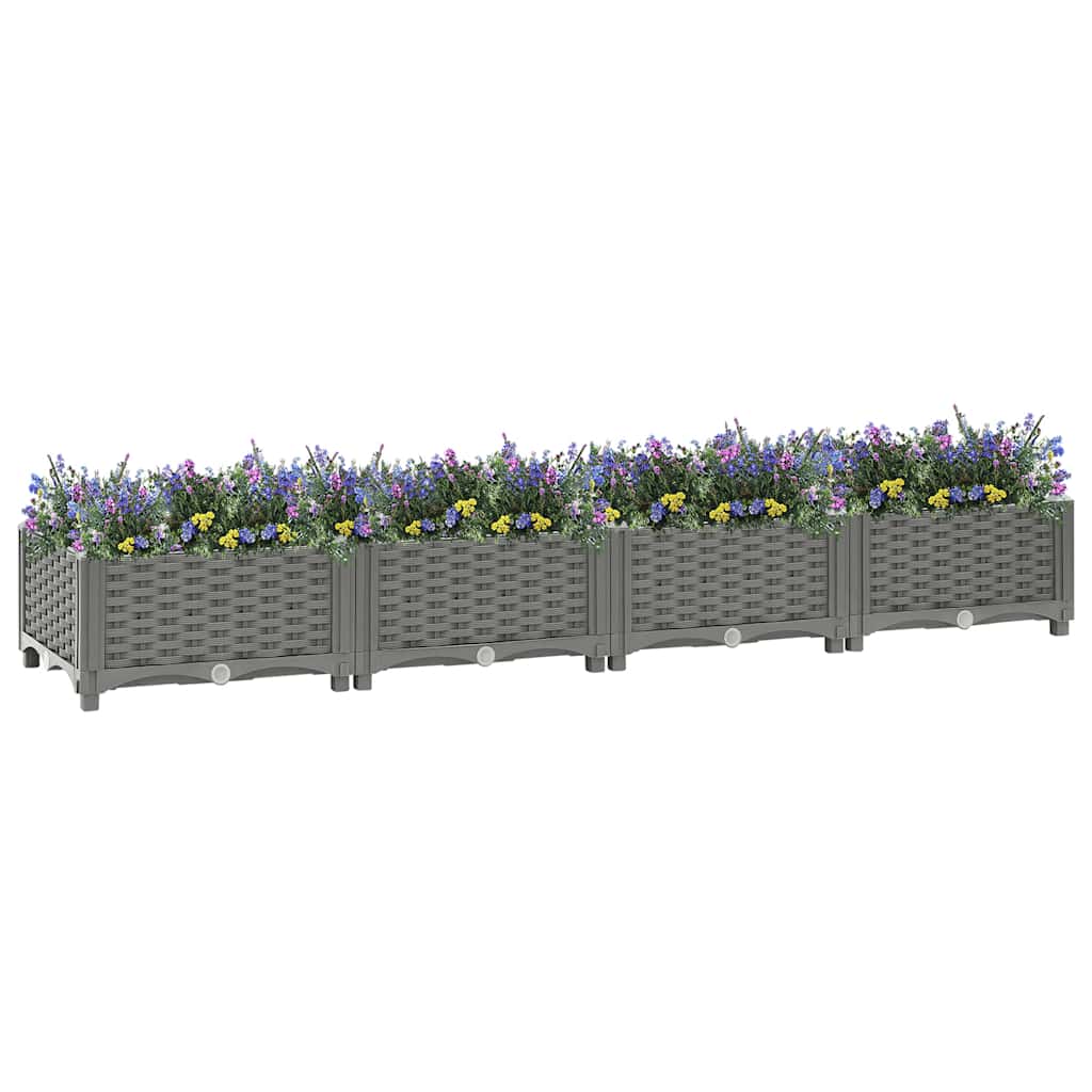 vidaXL Raised Planter, Polypropylene, 40x40x23 cm, Light Grey - Image 2 of 33