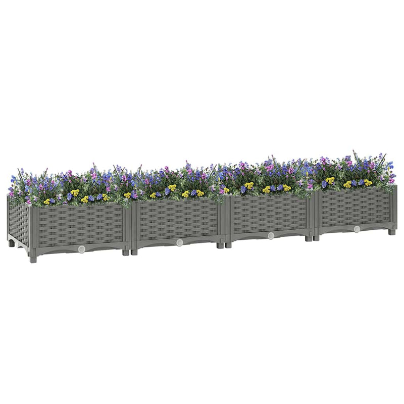 vidaXL Raised Planter, Polypropylene, 160x40x38 cm, Light Grey - Image 3 of 60