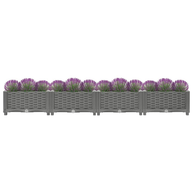 vidaXL Raised Planter, Polypropylene, 160x40x38 cm, Light Grey - Image 16 of 60