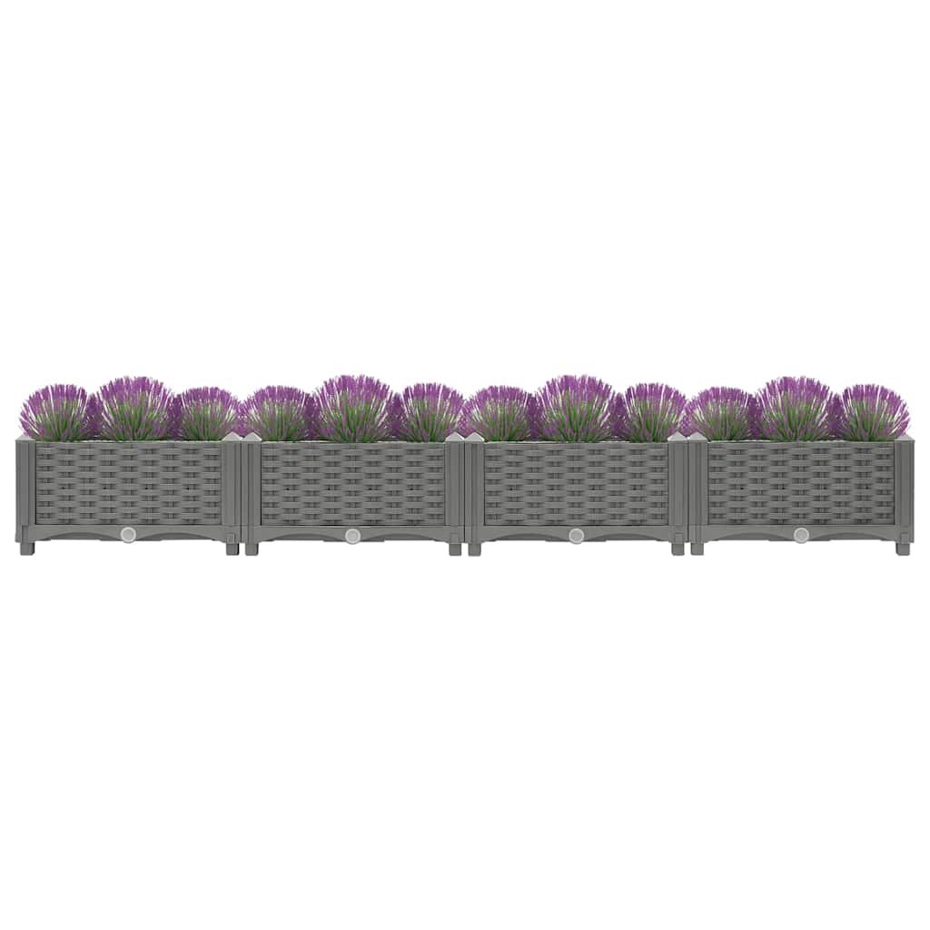 vidaXL Raised Planter, Polypropylene, 40x40x23 cm, Light Grey - Image 7 of 33