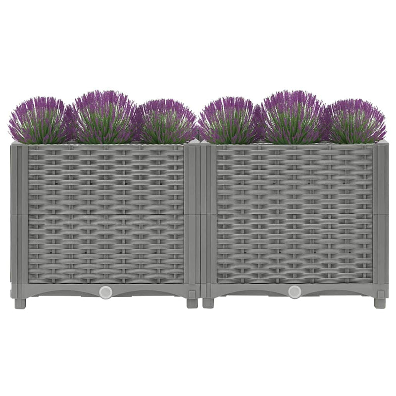 vidaXL Raised Planter, Polypropylene, 80x80x38 cm, Light Grey - Image 10 of 33