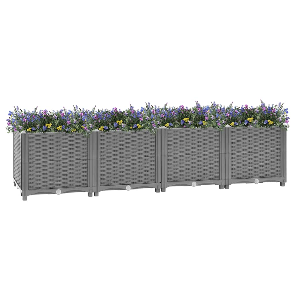 vidaXL Raised Planter, Polypropylene, 160x40x38 cm, Light Grey - Image 1 of 60