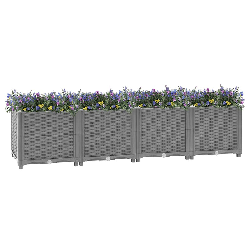 vidaXL Raised Planter, Polypropylene, 160x40x38 cm, Light Grey - Image 1 of 60