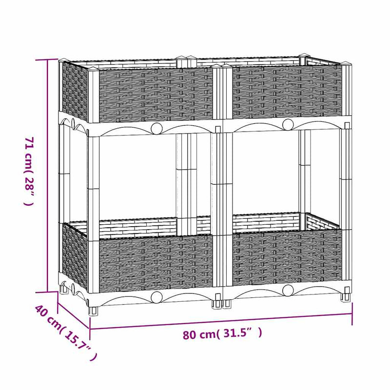 vidaXL Fioriera Rialzata 80x40x38 cm in Polipropilene - Image 40 of 50