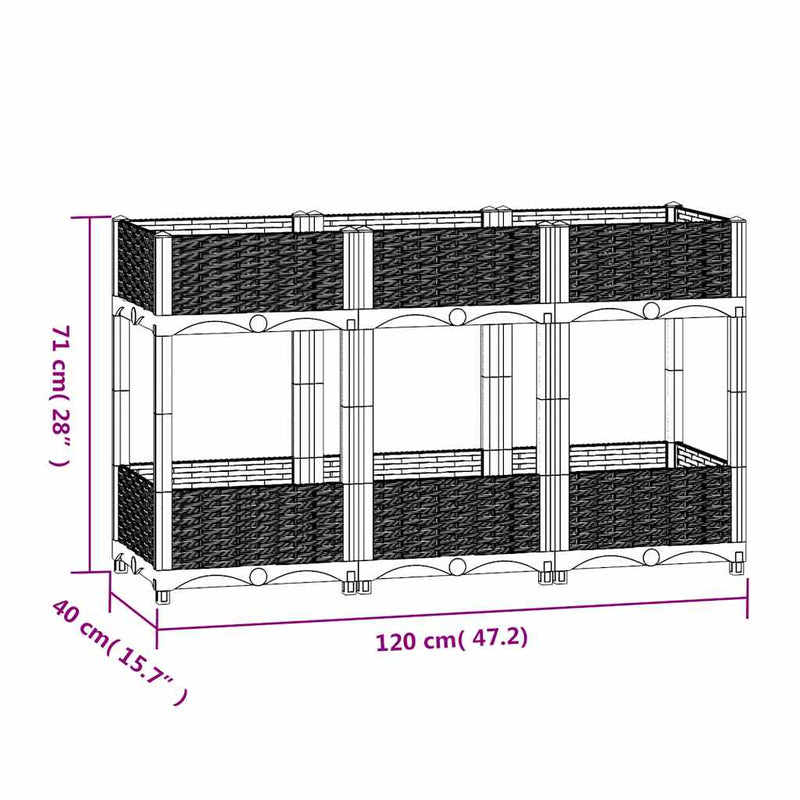 vidaXL Fioriera Rialzata 120x40x71 cm in Polipropilene - Image 33 of 44