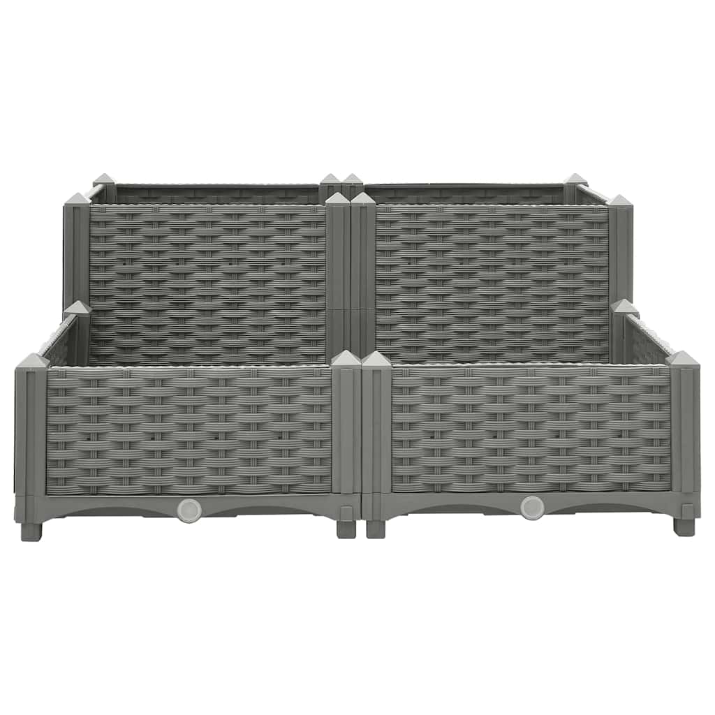vidaXL Raised Planter, Polypropylene, 80x80x38 cm, Light Grey - Image 1 of 33