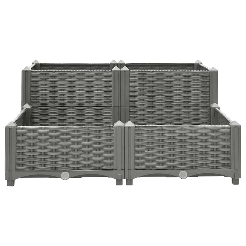 vidaXL Raised Planter, Polypropylene, 80x80x38 cm, Light Grey - Image 1 of 33